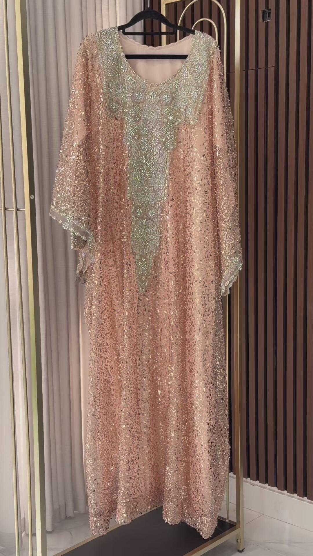 Layali Rose Gold Sequin Kaftan