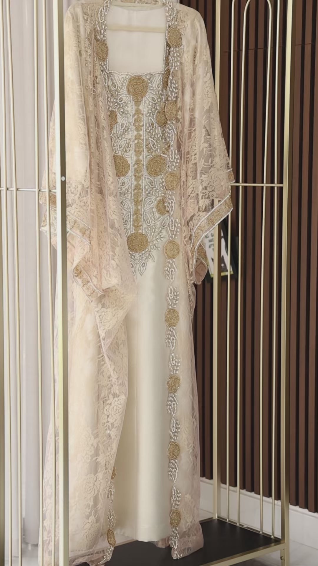 Zahra Gold Lace Kaftan